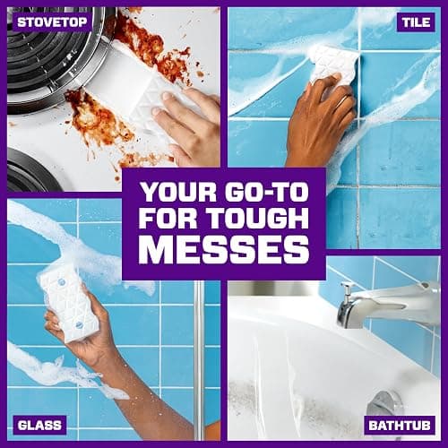 Mr. Clean Magic Eraser Sponge, All Purpose Cleaner, Cleaning Scrubber, Kitchen, Bathroom, Shower, Oven, Cleaning Supplies, Variety Pack with 1 Ultra Thick, 2 Ultra Foamy, & 3 Extra Durable, 6ct thumbnail 6