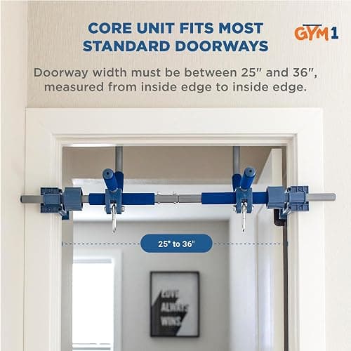 Gym1 6-Piece Doorway Gym Indoor Playground - 6-Piece, Blue - Indoor Playset with Sensory Swing, Pull-Up Bar & Rings, Trapeze, Ladder & Knotted Rope thumbnail 6