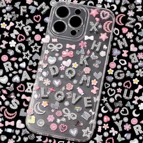 Junk Case Charms, A-Z Alphabet Letters Junk Case Kit, Junk Phone Case Charm, Pink Assorted Slime Charms Bulk Letter Charms for DIY Necklace Bracelets Jewelry Making Scrapbooking Crafts thumbnail 6