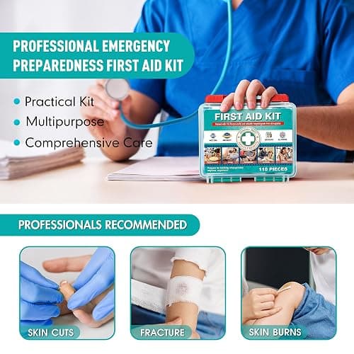 General Medi 110 Pieces Small First Aid Kit - HardCase First Aid Box - Contains Premium Medical Supplies for Travel, Home, Office, Vehicle, Camping, Workplace & Outdoor thumbnail 5