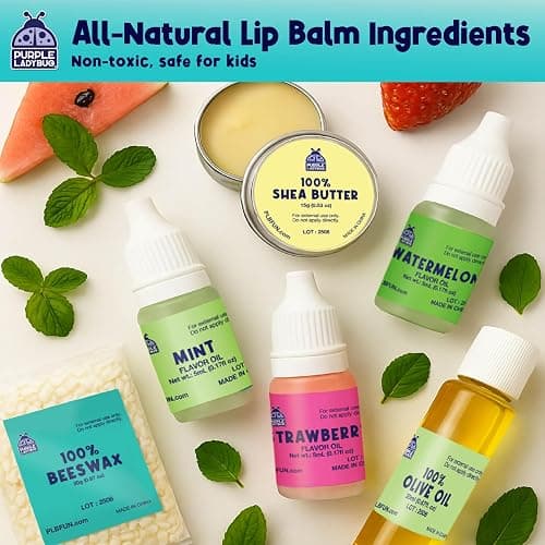 PURPLE LADYBUG DIY Lip Balm Making Kit - STEM Gifts for 10 Year Old Girl & Great 9 Year Old Girl Birthday Gifts - Science Kits for Kids Age 8-12, Make Your Own 10 Experiment Lip Balm with 3 Flavors thumbnail 4