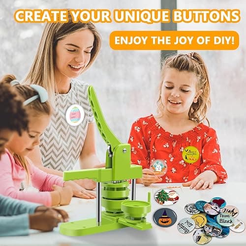 MK.Bear Button Maker Machine - Multiple Sizes 1.25in+2.25in, Kit for DIY Gifts, Button Press Machine with Free 200PCS 32-58mm Supplies & 2 Circle Cutter thumbnail 5