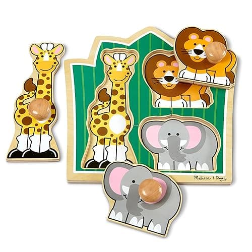 Melissa & Doug Jungle Friends Safari Animals Jumbo Peg Wooden Puzzle - Safari Animals thumbnail 4
