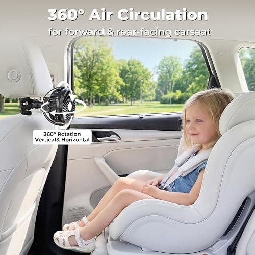 AMACOOL Battery Operated Stroller Fan, Baby Travel Essentials for Beach Disney, Newborn Boy & Girl Showers Gifts Registry Search, Rechargeable Clip On Fan for Car Seat Wagon Crib Bike Treadmill thumbnail 5