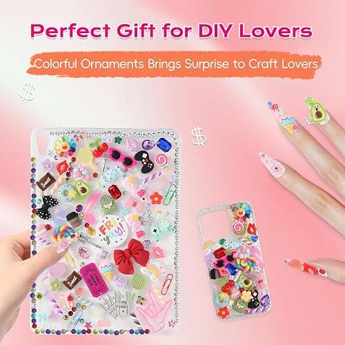 EIiovcnya 4980 Pcs Junk case Charms for Junk Cases, DIY Junk Phone case, Nail Charms, Bling Resin Rhinestone, Bows, Star, Love, Candy, Letter Beads,Beads，etc. thumbnail 6