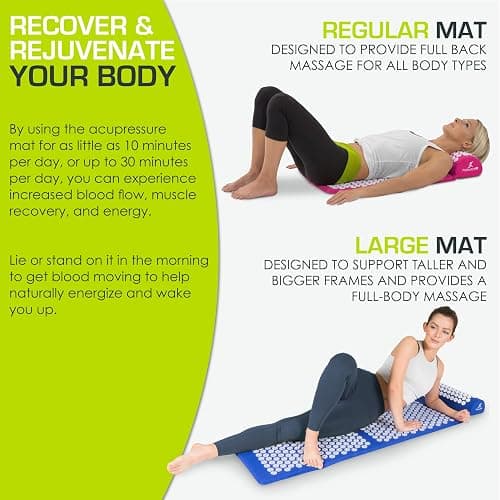 ProsourceFit Acupressure Mat and Pillow Set for Back/Neck Pain Relief and Muscle Relaxation, Pink thumbnail 5