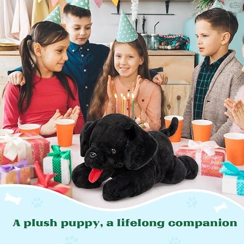 MorisMos Mommy Dog Stuffed Animal with Babies Inside, 21" Dog Plush Toy Set Black Labrador Stuffed Animal with 4 Baby Puppies, Interactive Stuffed Dog Plush for Kids Girls Boys Birthday thumbnail 8