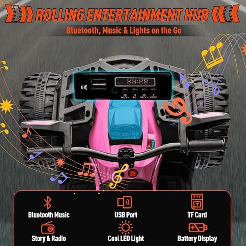 JOYRACER 24V 2 Seater Ride On Toys for Big Kids, 4X4 Kids ATV 4 Wheeler w/800W Motors, 9AH Battery Powered Car w/Remote Control, Knee Pads, Bluetooth, Spring Suspension, Electric Quad for Girls, Pink thumbnail 7