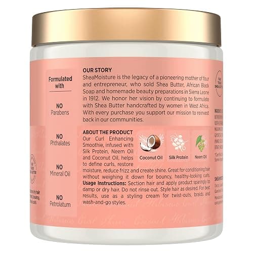 SheaMoisture Curl Enhancing Smoothie Hair Cream Coconut and Hibiscus for Thick, Curly Hair Sulfate Free and Paraben Free Curl Cream 20 oz thumbnail 3