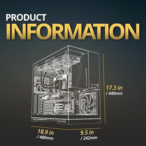 Geometric Future M5 Tempered Glass Mid Tower, E-ATX/ATX Gaming Case, 1.2mm Steel, Type C, Toolless Panels, Support 420/360 Radiator, ARGB PWM 140m Fan x 5 Pre-Installed, Black/Green, GEO-M5F-BNY thumbnail 10
