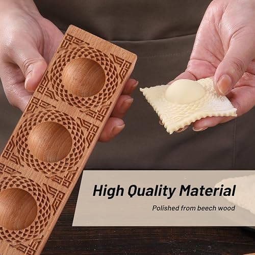 Wooden Ravioli Mold Handmade Pasta Ravioli Board Wood Ravioli Mould Homemade Fresh Pasta wooden Board Tools, Maveite 2 in 1 braid pattern and honeycomb with bees pattern, Pasta Lovers Gift thumbnail 6