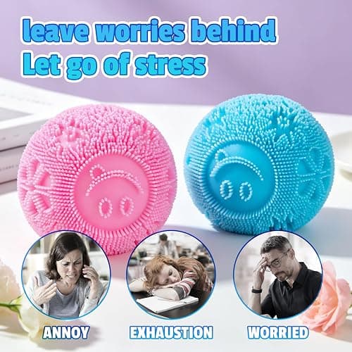 Fuzz Ball Squishy Stress Ball,Fuzzball Squishy,Soft Fidget Toy for Anxiety Relief, Sensory Squishy Ball Calming Tactile Grip for Soft Stress Relief Ball for Kids and Adults (Blue) thumbnail 7