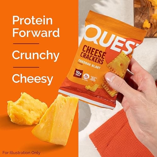 Quest Nutrition Cheese Crackers, Cheddar Blast, 10g Protein, 5g Net Carbs, 1g Sugar, Made with Real Cheese, High Protein Snack, 4 Count thumbnail 4