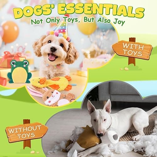 XIUGOAL Dog Toys to Keep Them Busy, 3 Pack No Stuffing Interactive Dog Toys with Crinkle, Squeaky Puppy Chew Toys for Small, Medium Breeds thumbnail 7