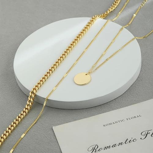 JECOMY 14K Gold Plated Layered Necklaces For Women Gold Necklace Set, Cuban Link, Snake Chain, Paperclip Layered Chains, Twisted Rope and Twisted Chain, Trendy Layering Necklace thumbnail 8