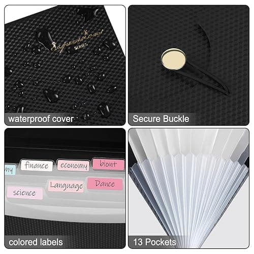 Sooez Expanding File Folder, 13 Pocket Accordion File Organizer, Monthly Expandable File Folder for Documents with Labels, Portable Bill Receipt Organizer for School Office Supplies, Letter A4 Size thumbnail 5