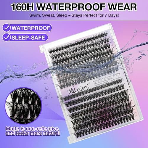 AILAISHI Lash Clusters, DIY Cluster Eyelash Extensions 9‑16mm, 40D+50D, 280pcs Fluffy D Curl Natural Lashes–Fake Cat Eye Wispy Individual Clusters thumbnail 4