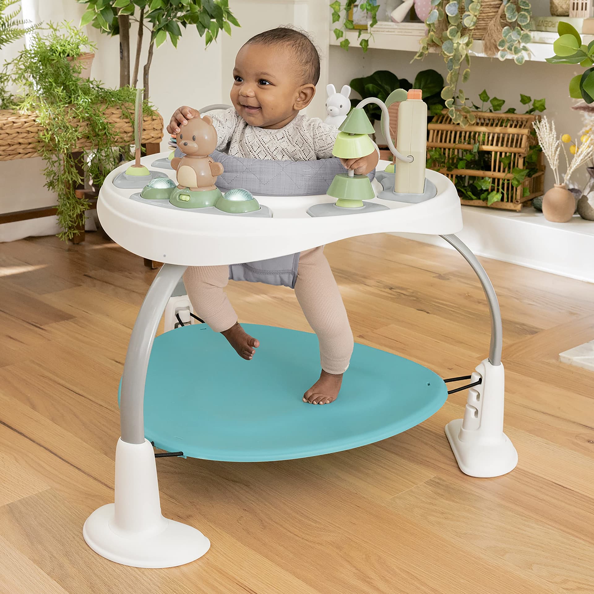 Ingenuity Spring & Sprout 2-in-1 Baby Activity Center Jumper and Table with Infant Toys - Ages 6 Months +, First Forest thumbnail 7