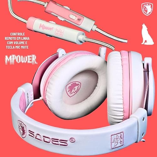 SADES MPOWER Stereo Gaming Headset for PS4, PC, Mobile, Noise Cancelling Over Ear Headphones with Retractable and Flexible Mic & Soft Memory Earmuffs for Laptop Nintendo Switch Games-Angel Edition thumbnail 3