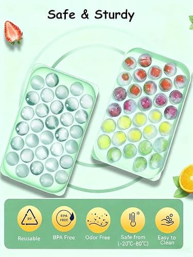 Mini Ice CubeTray with Lid & Storage Bin - 64 Pcs 0.75 Inch Small Sphere Ice Cube Mold Maker, BPA-Free Easy Release Silicone Base, Stackable Ice Trays for Freezer for Cocktails, Coffee thumbnail 3