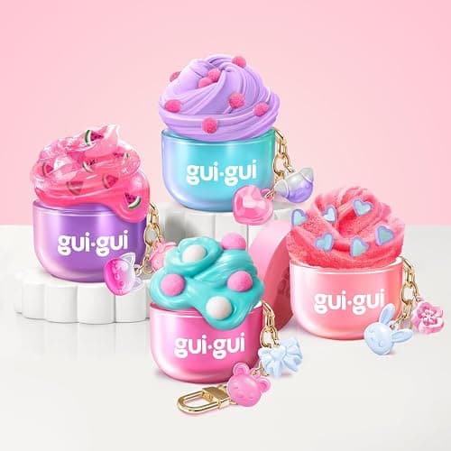 GUI GUI Mini Bundle Pack Slime Kit, Scented Slime for Kids 6+ | 4 collectible minis with gloss, butter, fluffy cloud slime, and clear textures plus charm clips, birthday gifts for girls 6+ thumbnail 3