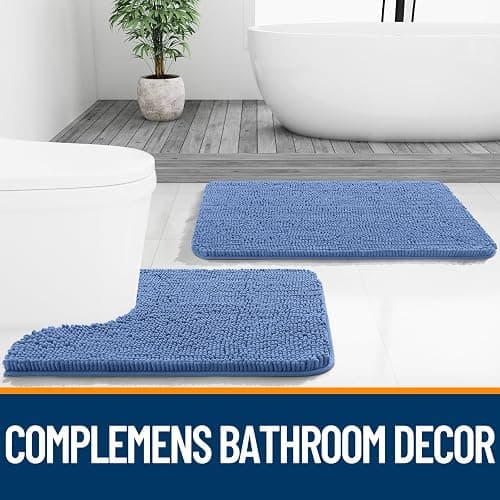 OLANLY Bathroom Rugs 30x20, Extra Soft Absorbent Chenille Bath Rugs, Rubber Backing Quick Dry, Machine Washable Bath Mats for Bathroom Floor, Tub and Shower, Home Decor Accessories, Cornflower Blue thumbnail 8