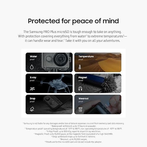 Samsung PRO Plus microSD Memory Card + Adapter, 1TB MicroSDXC, Up to 180 MB/s, Full HD & 4K UHD, UHS-I, C10, U3, V30, A2 for Android Phones, Tablets, GoPRO, DJI Drone, MB-MD1T0SA/AM, 2024 thumbnail 5