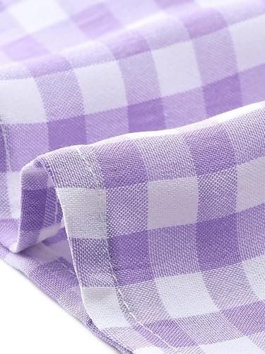 Allegra K Women's Summer Gingham Top Short Sleeve Button Down Peter Pan Collar Plaid Shirt thumbnail 5