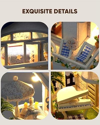 DIY Miniature House Kit, Mini House Kit for Beginners, Mayberry Street Miniatures, Model Building Craft Diorama Kit, Ideal Gifts for Birthday, Christmas(Blue Mansion) - Blue Mansion thumbnail 6