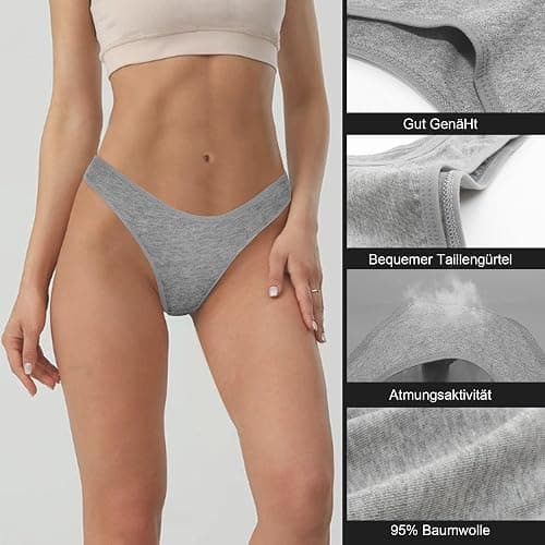 Lakpoau Perizoma Tanga Donna 6 Pezzi Mutande Donna Cotone Slip Tangas Brasiliana String Mutandine a Vita Bassa Thong Underwear Panties Thongs S-XL thumbnail 3