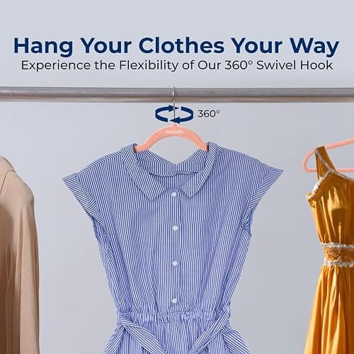 SereneLife Velvet Hangers – 50 Pack, Slim & Space Saving for Closets | Soft velvet grip prevents slipping on silk, satin & knitwear – 360° swivel hook fits all standard closet rods thumbnail 6