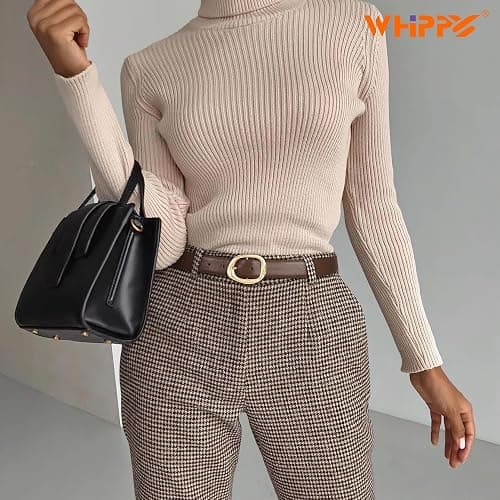 WHIPPY Leather Belt for Women Casual Waist Belt with Gold Buckle Fashion Ladies Belt for Jeans Pants Dress thumbnail 5