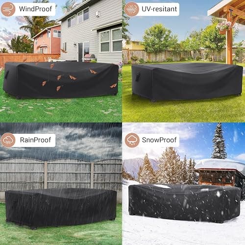Heavy Duty Patio Furniture Covers Waterproof, Mrrihand Patio Furniture Outdoor Sectional Sofa Couch Set, Patio Table and Chair Set Cover 89.7" L×62.2" W×28.3" H thumbnail 6