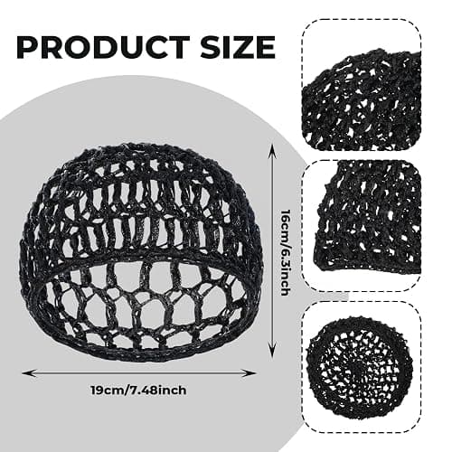 2 Pcs Tubi Hair Wrap Hair Nets For Sleeping Mesh Crochet Hair Net Snood Hat Sleep Cap Shower Cover Ornament Hair Wrap Nets For Women Sleep Black Mesh Crochet Hair Net For Women Black And Gray thumbnail 2