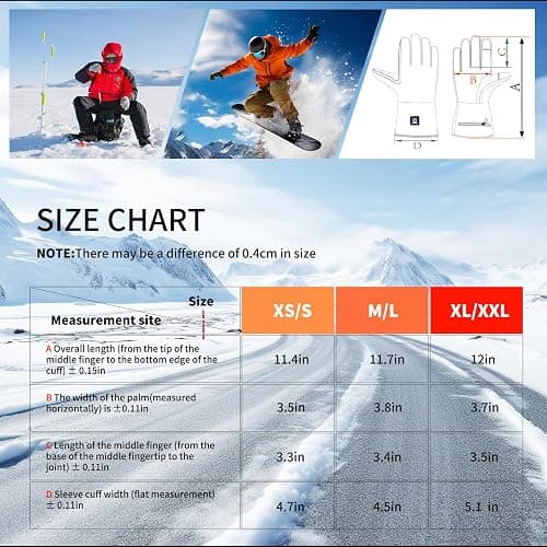 HEAT NICE Heated Glove Liners for Men Women, Rechargeable Battery Electric Heated Gloves, Winter Warm Glove Liners, Thin Gloves Riding Ski Snowboarding Hiking Cycling Hand Warmers thumbnail 6