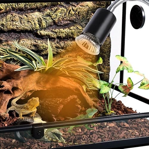 LUCKY HERP Tortoise Heat Lamp Aquarium, Reptile UVA UVB Basking Light(Bulb 25W+50W), E27 Turtle Lamp Dimmable Holder for Reptile Terrarium thumbnail 6