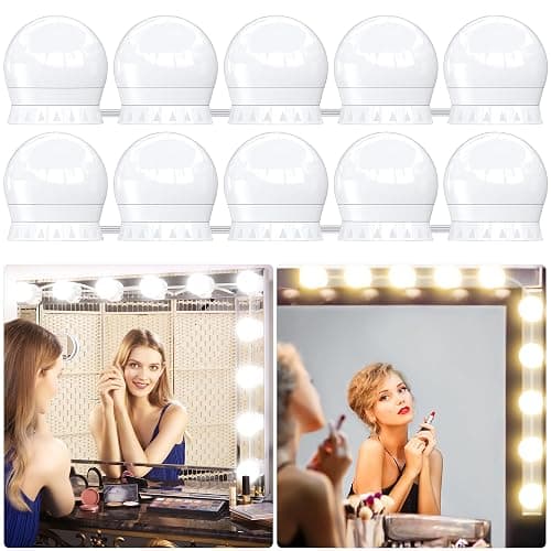 daphomeu Lumière de Miroir, 10 Ampoules Hollywood Kit de Lumière LED, Câbles parfaitement Cachés, 3 Couleurs et 10 Intensités, Lumière Miroir USB pour Coiffeuse Maquillage - Image 1