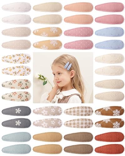 doboi 40Pcs Toddler Hair Clips Hair Barrettes Baby Girls Hair Bows Clips Floral Print Non Slip Snap Hairpins Flower Hair Clips for Girls Kids Toddler Hair Accessories - Image 1