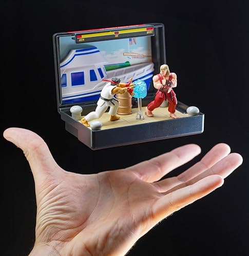 Console Heroes Super Street Fighter II Collectible Diorama – Mini Ryu & Ken Figures with Dock Stage Scene – Retro SEGA Genesis Cartridge Display & Playset thumbnail 5