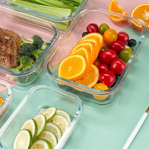 FAWLES 12 Pack Glass Storage Containers with Lids, Leak-Proof Meal Prep Containers, Dishwasher/Microwave/Oven/Freezer Safe Glass Food Storage Containers for Leftovers, to Go thumbnail 7