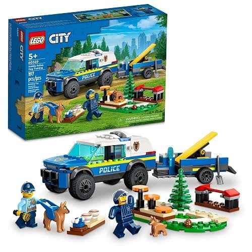 LEGO City Mobile Police Dog Training 60369, SUV Toy Car with Trailer, Obstacle Course and Puppy Figures, Animal Playset for Boys and Girls Ages 5 Plus - Image 1