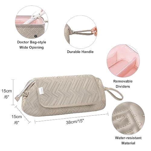 Leudes Hair Tools Travel Bag for Women Heat Resistant Mat for Travel Essentials Hot Tools Straighteners,Flat Irons,Curling Iron,Hot Air Brushes and Hair Dryer Organizer Bags 2 in 1 (Camel) thumbnail 2