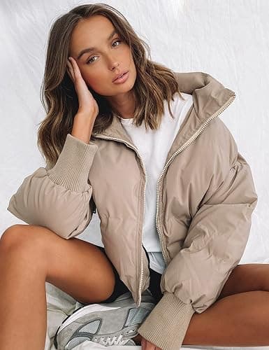 UANEO Puffer Jacket Womens Oversized Cropped Puffy Quilted Winter Jackets Coat thumbnail 8