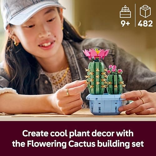 LEGO Botanicals Flowering Cactus - Artificial Potted Plant Set w/ 2 Cacti & Faux Flowers - DIY Bedroom Decor - Birthday Gift for 9+ Year Old Girls & Adult Plant Lovers - 11509 thumbnail 4