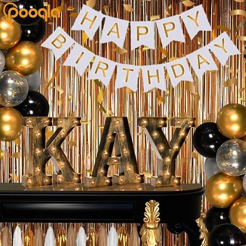 Pooqla Vintage Light Up Marquee Letters with Lights – Illuminated Industrial Style Lighted Alphabet Letter Signs - Coffee Bar Apartment Bedroom Wall Home Initials Decor A-Z thumbnail 2