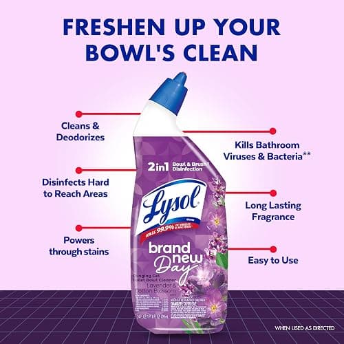 Lysol Toilet Bowl Cleaner Gel, For Cleaning and Disinfecting, Septic Safe Toilet Bowl Cleaner, Lavender & Cotton Blossom Scent, 24 oz, (Pack of 2) thumbnail 2