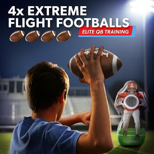 GoSports Inflataman Football Challenge - Includes 4 Rubber Footballs, Ball Pump, and Scoreboard - Inflatable Receiver Touchdown Toss Game thumbnail 5