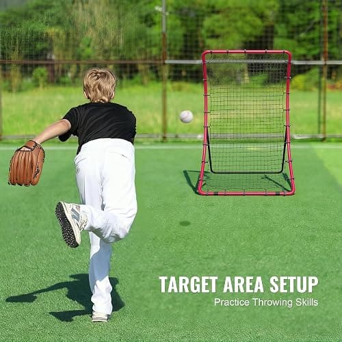 VEVOR Baseball and Softball Rebounder Net, PitchBack Baseball Pitching Net, Volleyball Pitch Return Trainer Rebound Net with Pitching Target, All Angle Fielding Rebound Net for Grounders Pop Flies thumbnail 4