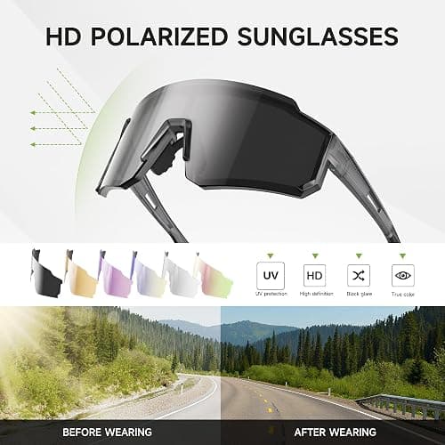 Foliful Sports Polarized Sunglasses Men Women for Running Baseball Hiking | 3 Pack Lightweight Sun Glasses with UV Protection for Cycling Fishing thumbnail 6