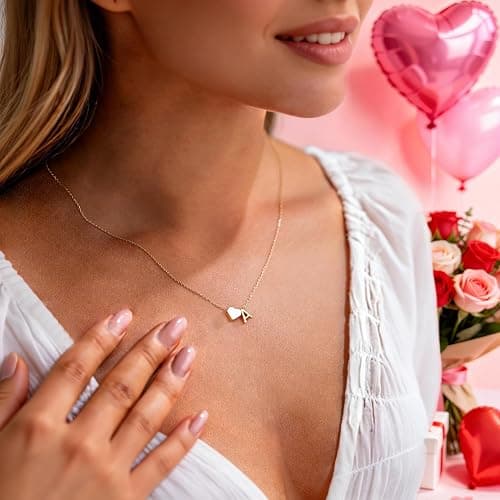Turandoss Heart Initial Necklace for Women Teen Girls - 18K Gold Plated Letter A-Z Pendant Necklace Dainty Heart Necklaces Tiny Initial Necklaces Birthday Gifts for Women Jewelry thumbnail 2